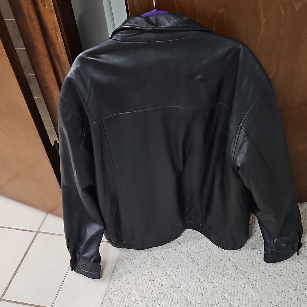 JF J.Ferrar Charcoal Leather Bomber Jacket - Picture 2 of 6